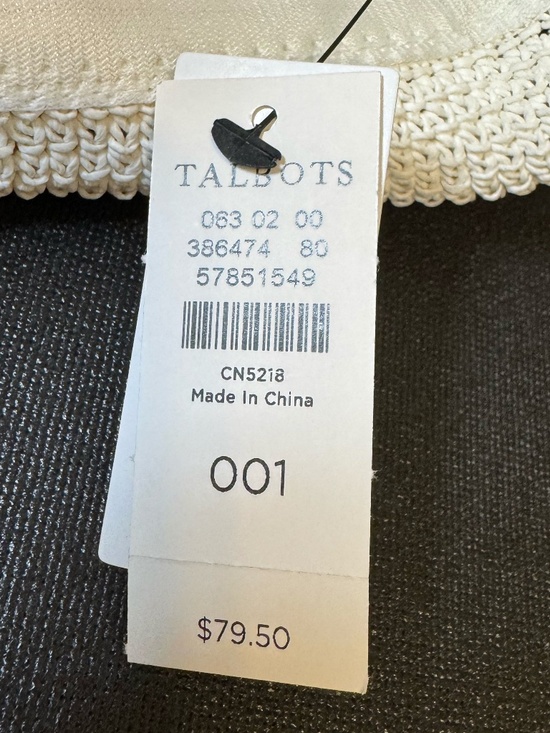 NWT Talbots White Packable Sun Hat with Braided Faux Leather Trim main image 6